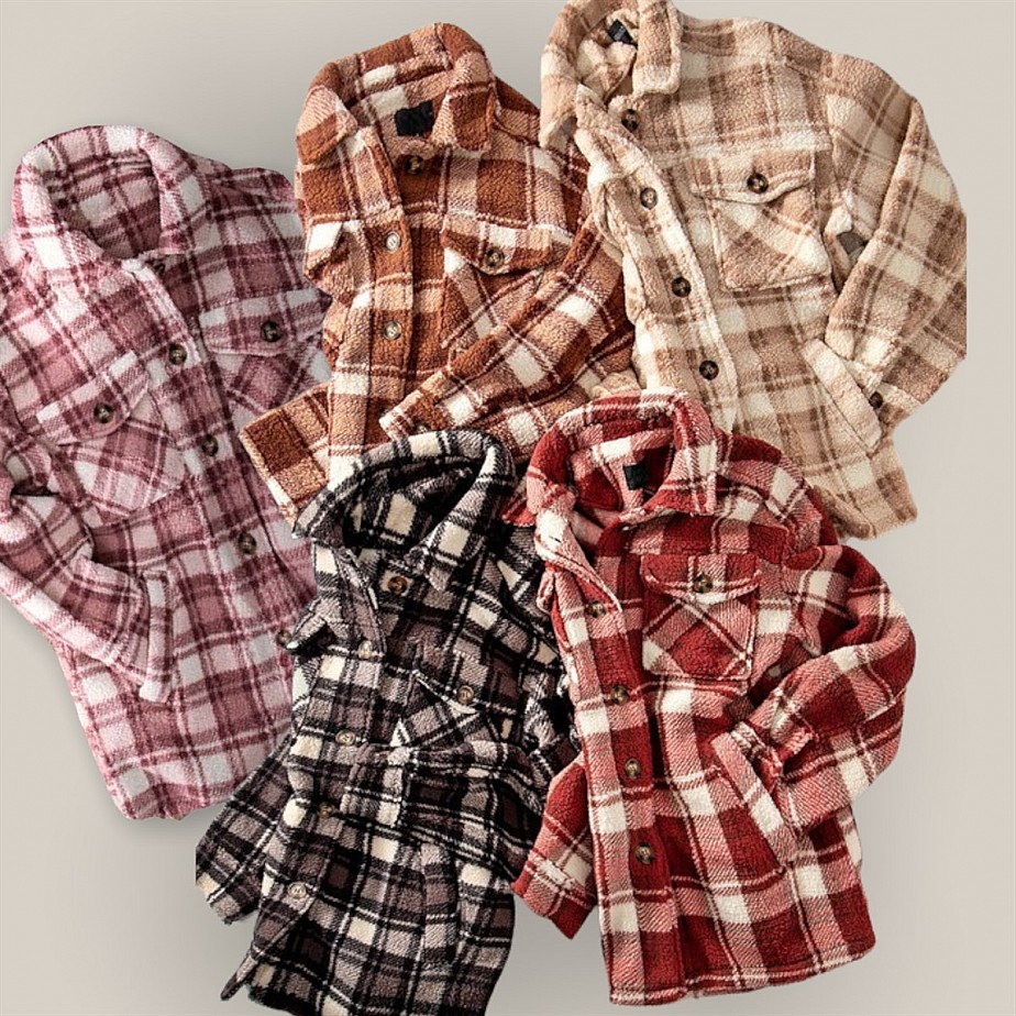 Fluffy And Soft Sherpa Plaid Shacket